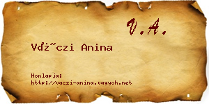 Váczi Anina névjegykártya